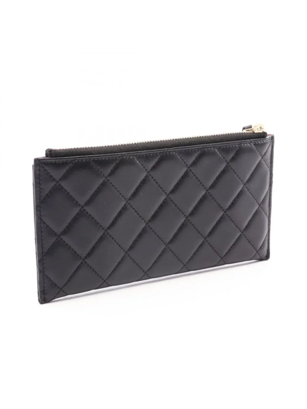 Chanel Pouch Quilted Black Lambskin Slim Wallet